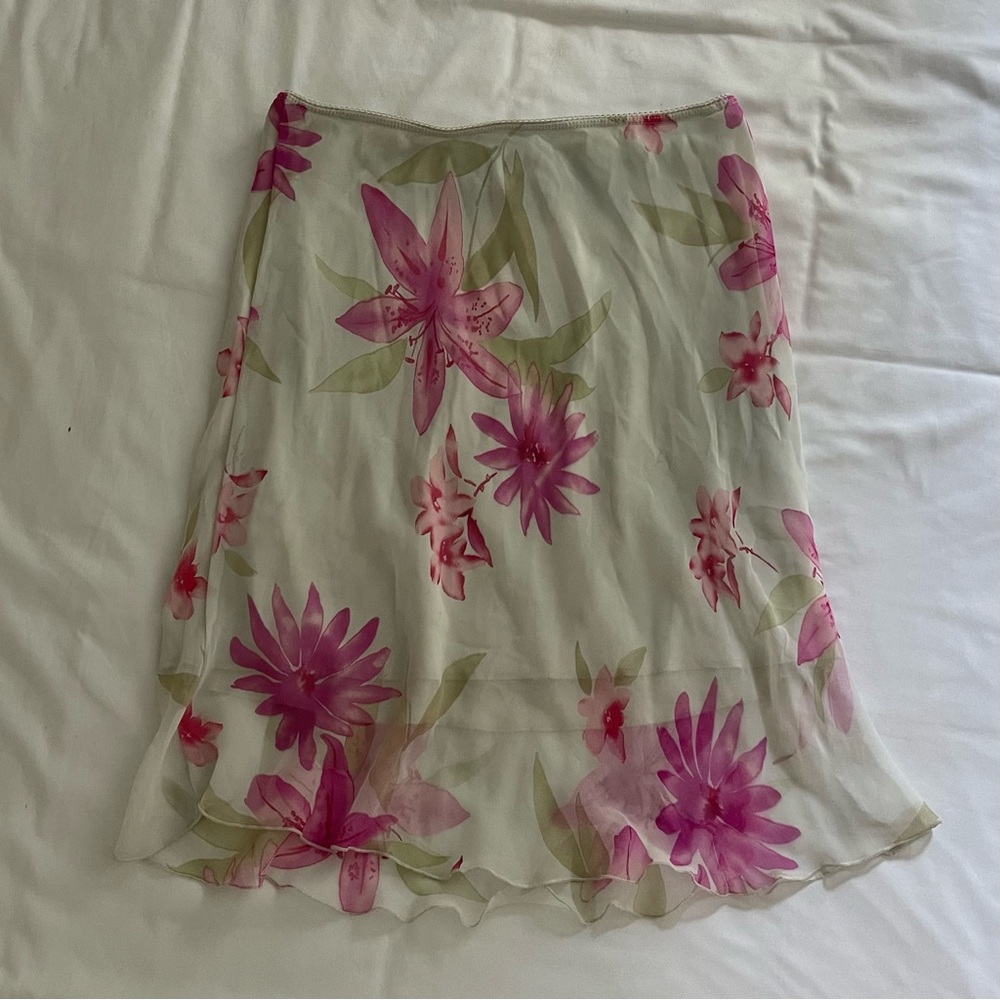 Floral 90s Sheer Midi Skirt by La Belle